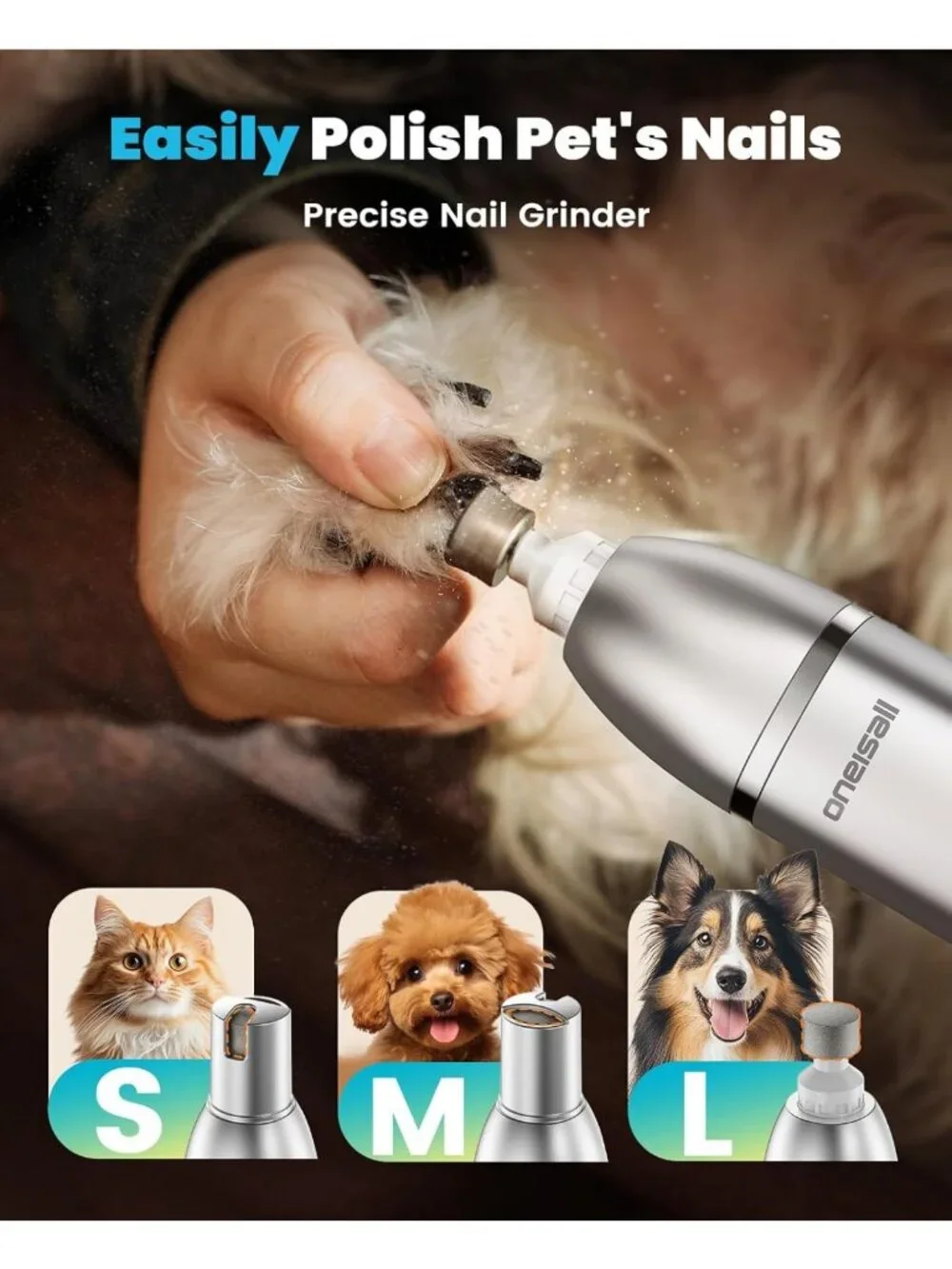 4-in-1 Dog Grooming Kit | LCD Display, Cordless Paw Trimmer & Nail Grinder
